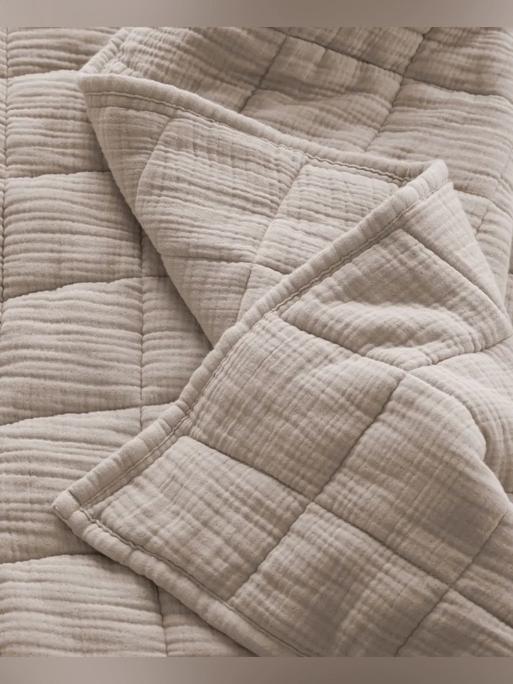Quince Organic Cotton Box Quilt - Full / Queen size - Color: Dune